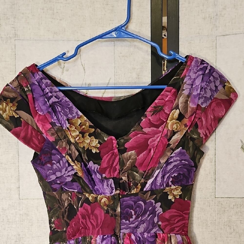 Jonathan Martin A-line Purple Pink Dress with Flutter Sleeves - Picture 6 of 7